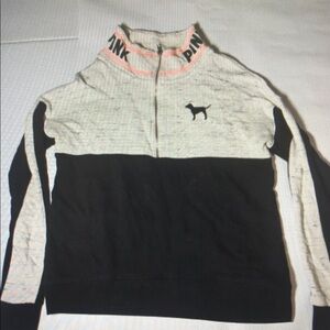 PINKVS PINK Half Zip Pullover Womens Small Victoria's Secret Black Neon Dog Logo